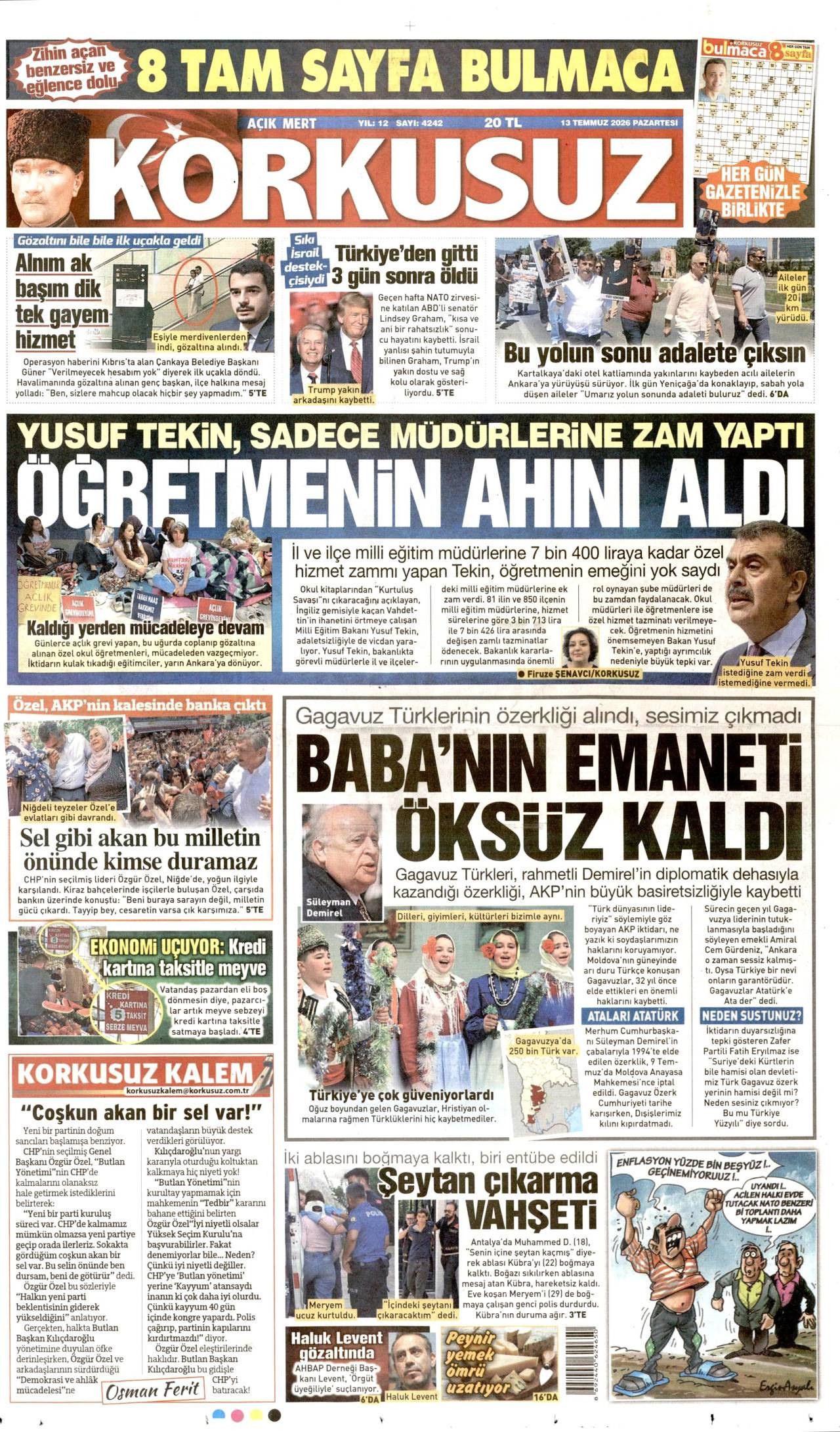 Korkusuz Gazetesi Gazete Manşeti